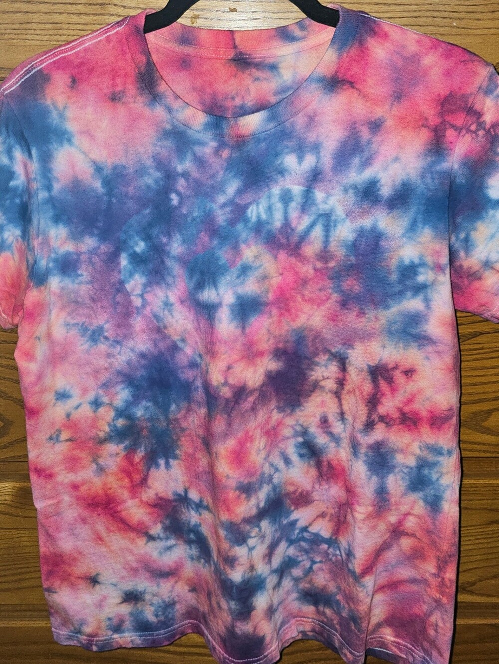 New Handmade Tie Dye T-Shirt Pink Blue Purple women's sz Large